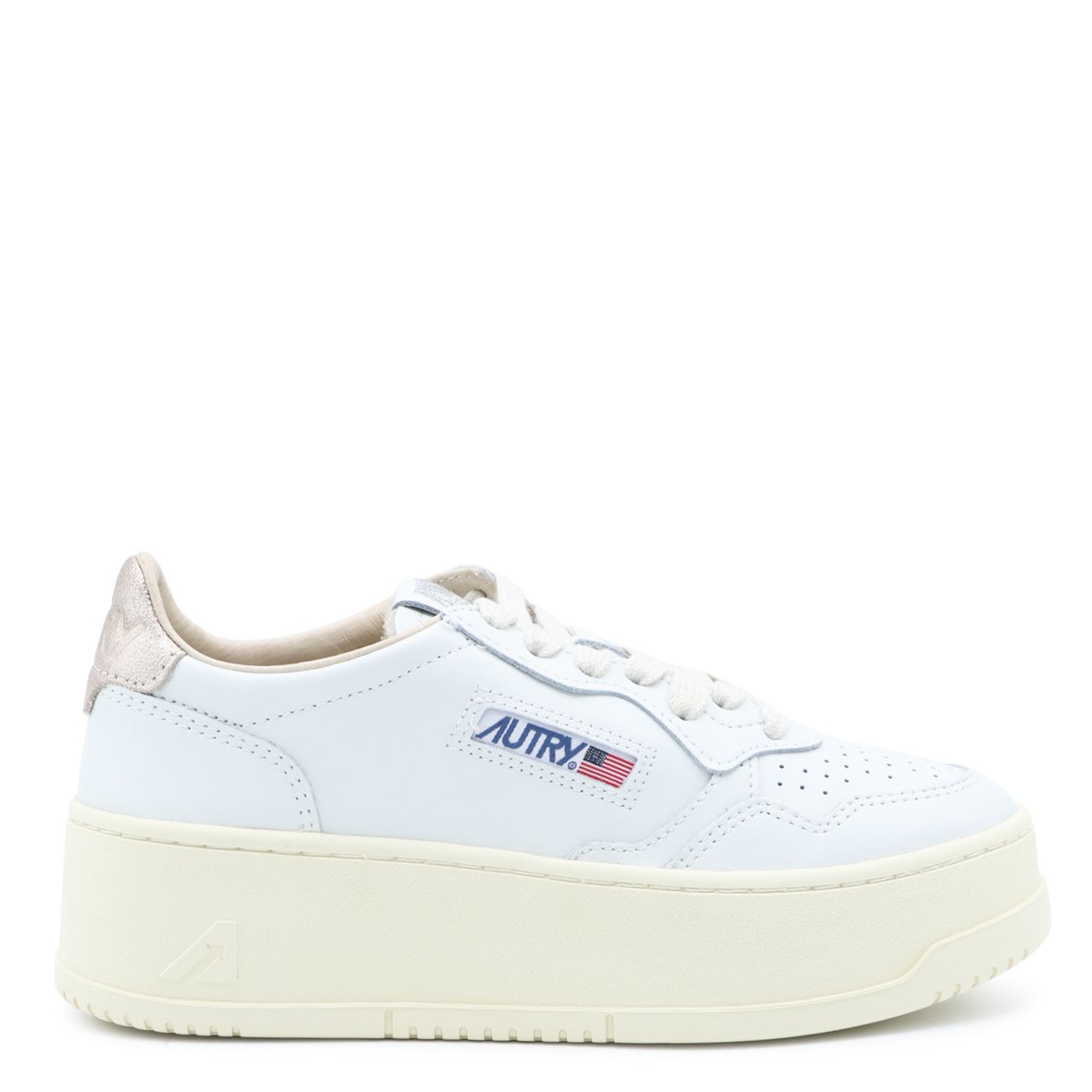 Autry Low-Top Platform Sneakers With Perforated Detailing And Metallic Accents Wit