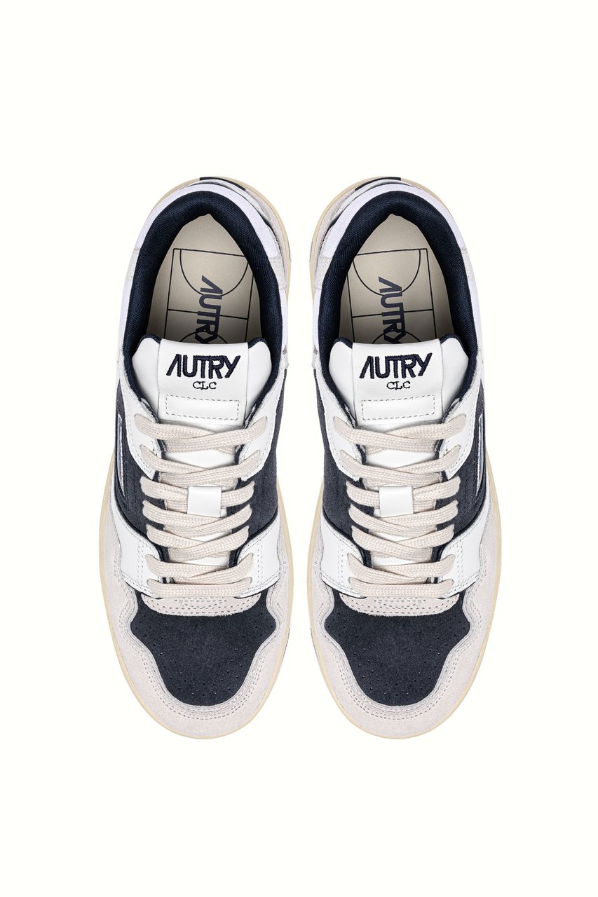 Autry Low-Top Sneakers with Textured Panels and Blue Accents Wit