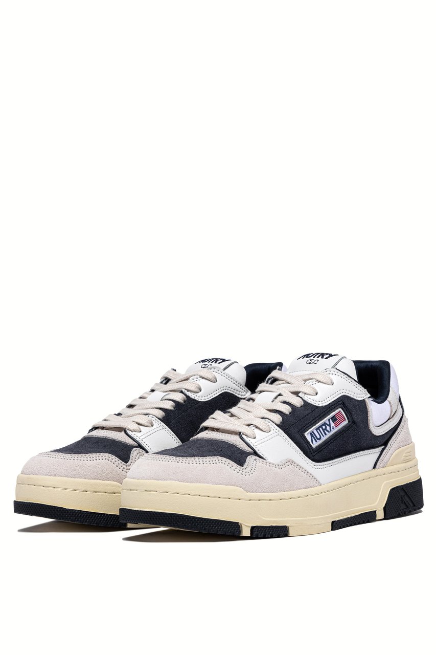 Autry Low-Top Sneakers with Textured Panels and Blue Accents Wit