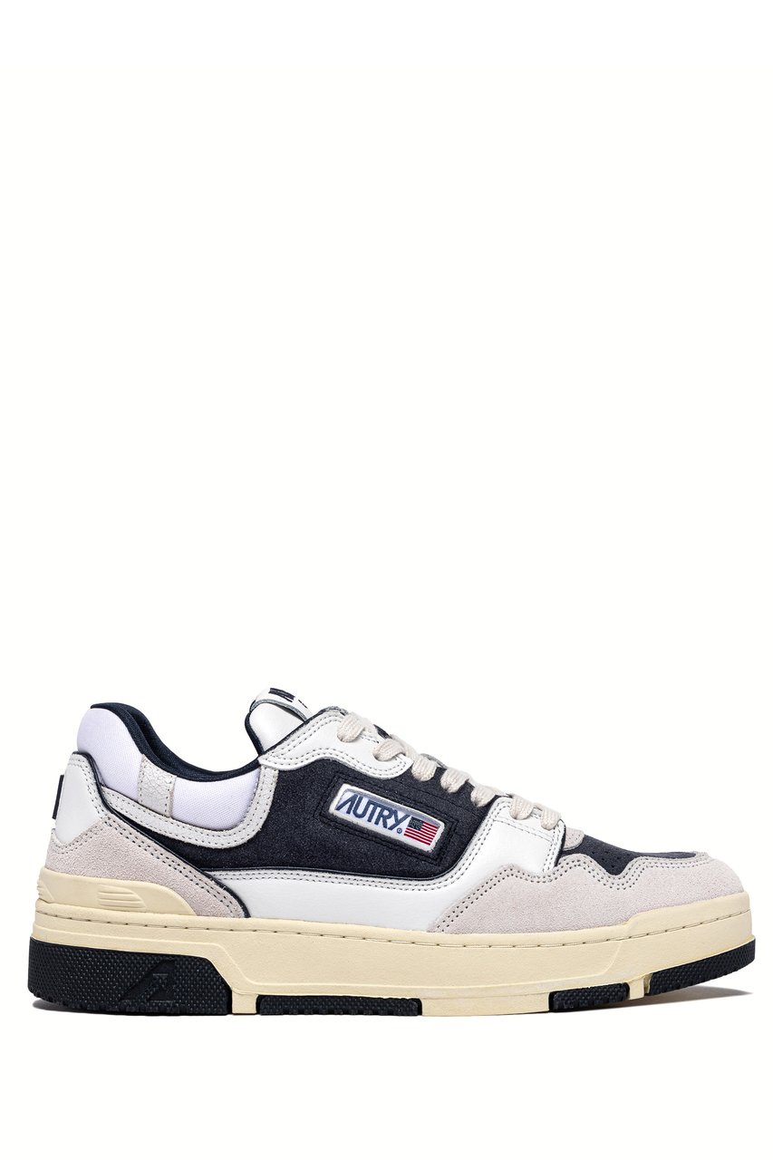Autry Low-Top Sneakers with Textured Panels and Blue Accents Wit