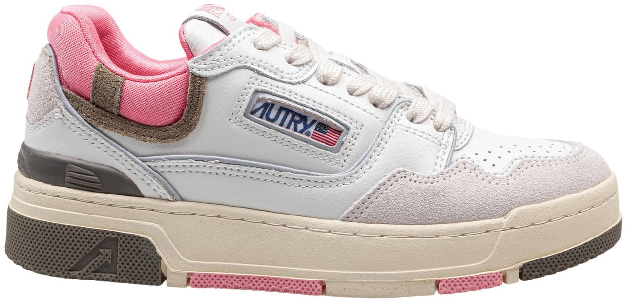 Autry Autry sneakers clc low in suede and nubuk white and geranium Wit