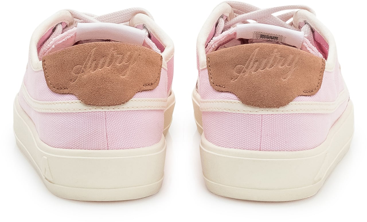 Autry Sneakers in Tela Rosa e Beige Roze