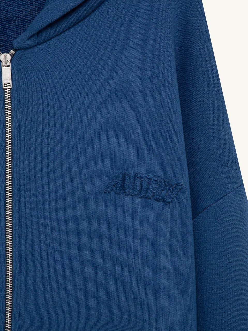Autry sweat a capuche zippe avec logo ton sur ton 2 Blauw