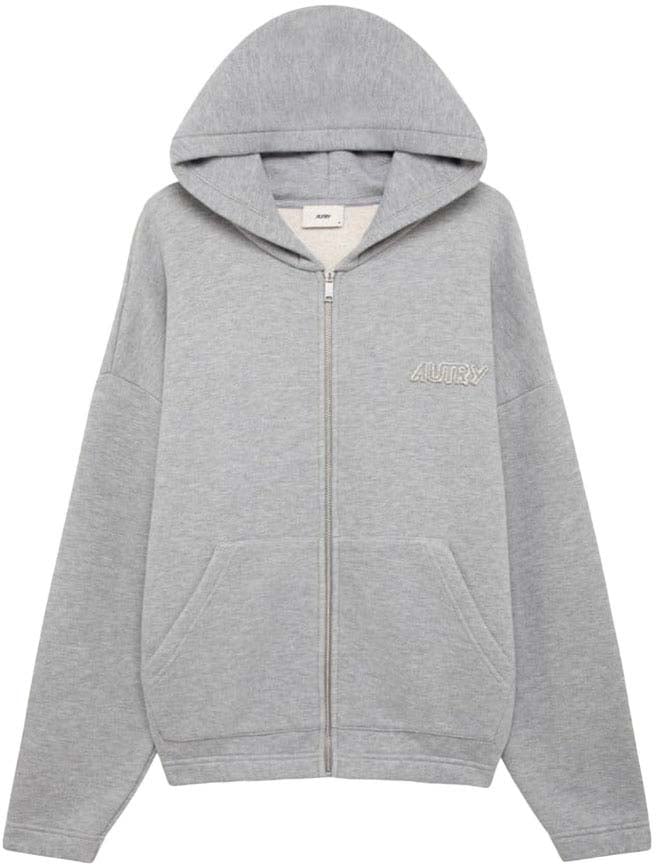 Autry sweat a capuche zippe avec logo ton sur ton Grijs