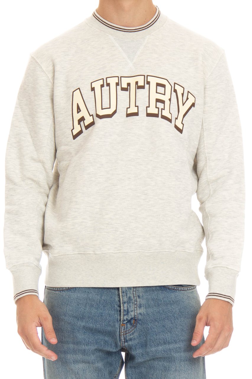Autry Cotton Crewneck Sweatshirt with Logo Grijs