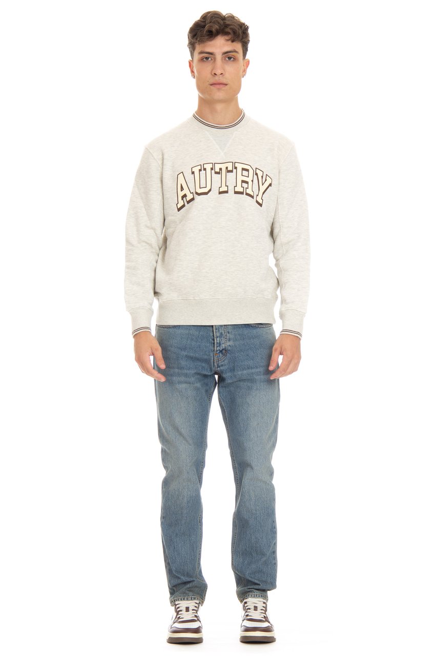 Autry Cotton Crewneck Sweatshirt with Logo Grijs