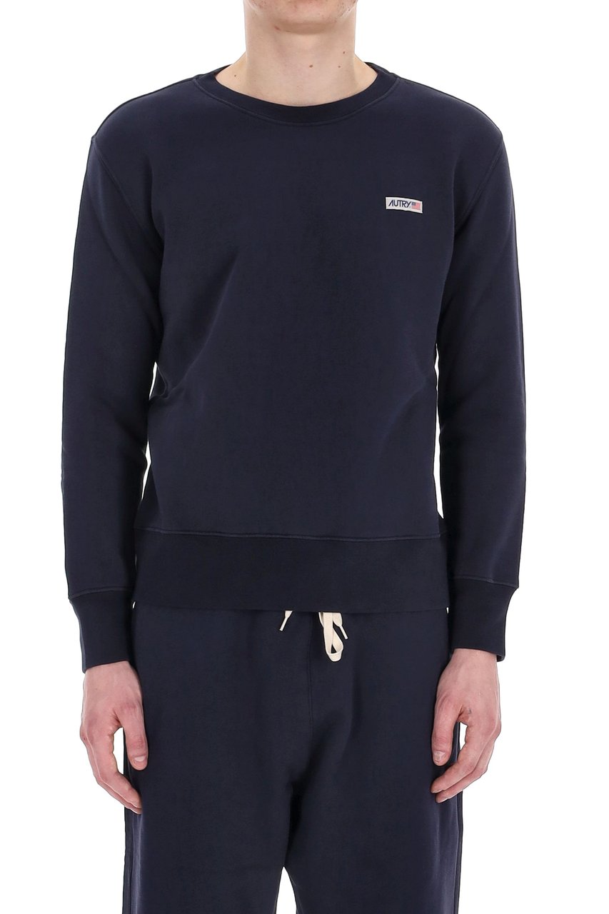 Autry Cotton Crewneck Sweatshirt with Logo Zwart