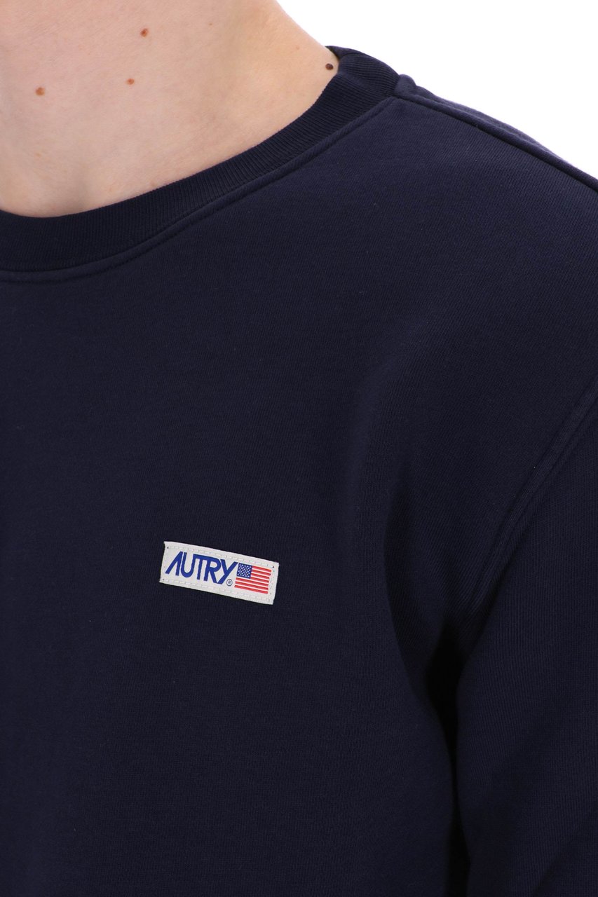 Autry Cotton Crewneck Sweatshirt with Logo Zwart
