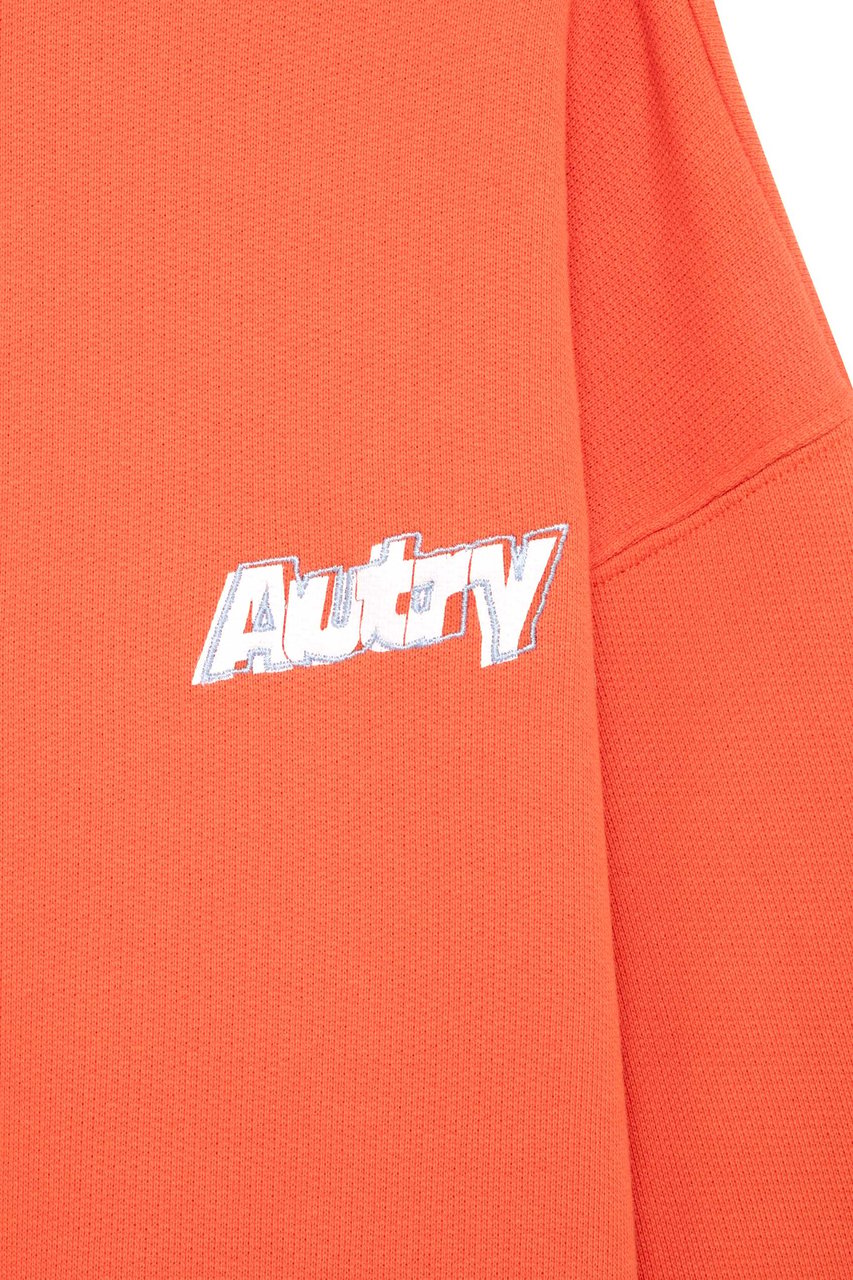 Autry Coral Red Central Logo Cotton Crewneck Sweatshirt Maroon