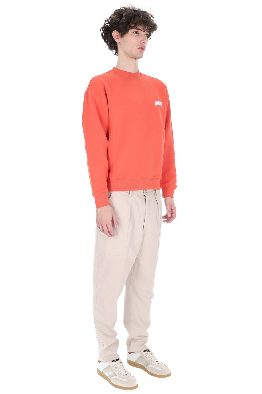 Autry Coral Red Central Logo Cotton Crewneck Sweatshirt Maroon
