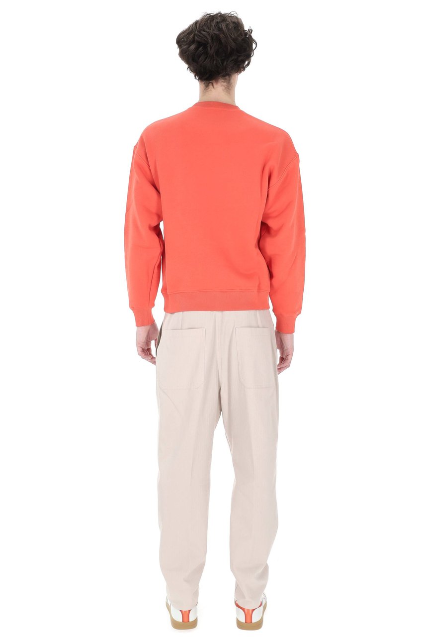 Autry Coral Red Central Logo Cotton Crewneck Sweatshirt Maroon
