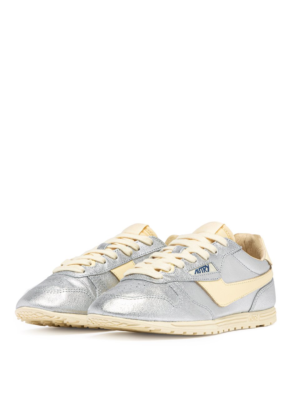 Autry Laminated Low-Top Sneakers with Contrasting Leather Accents Wit