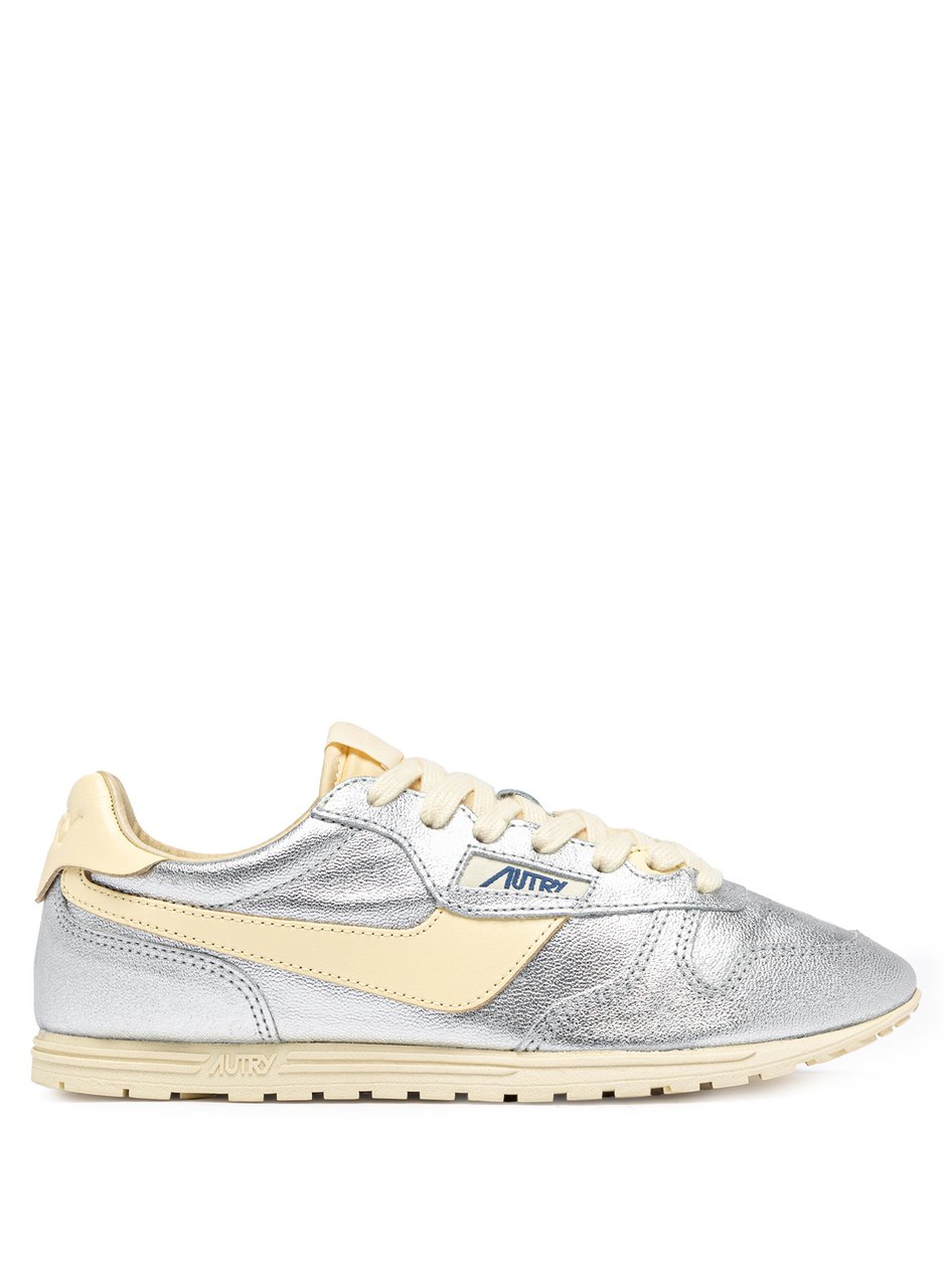 Autry Laminated Low-Top Sneakers with Contrasting Leather Accents Wit