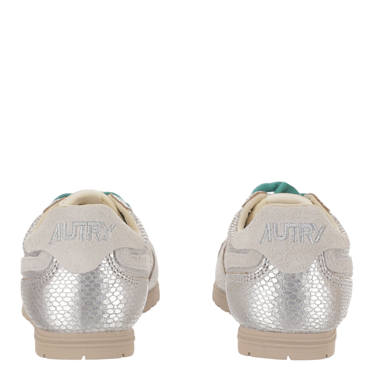 Autry Silver Lacing Leather Fabric Sneakers Zilver