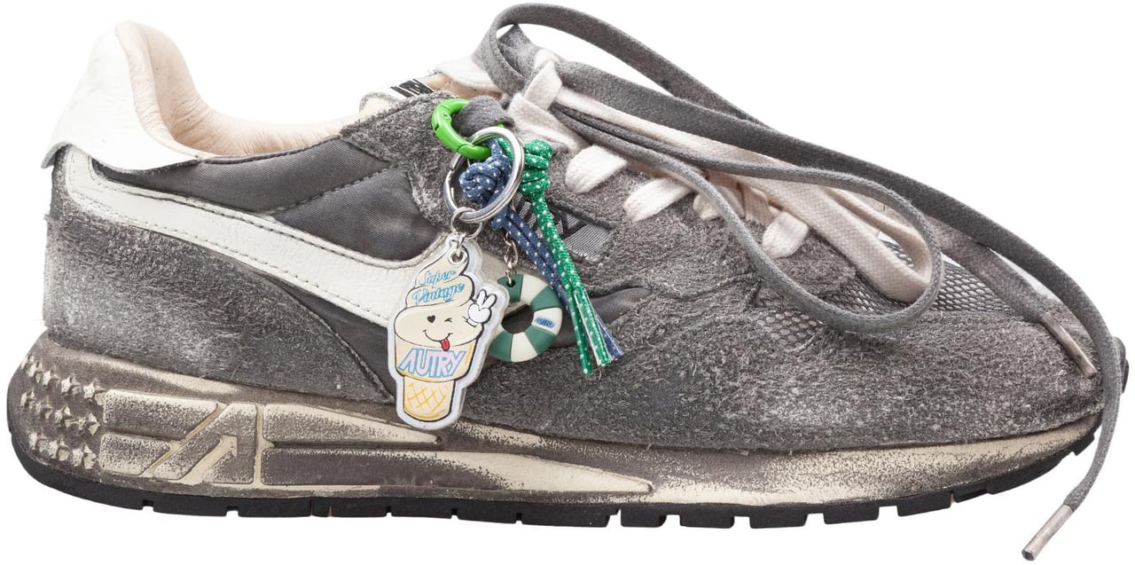 Autry Autry reelwind super vintage nylon and suede sneakers in black and white Wit