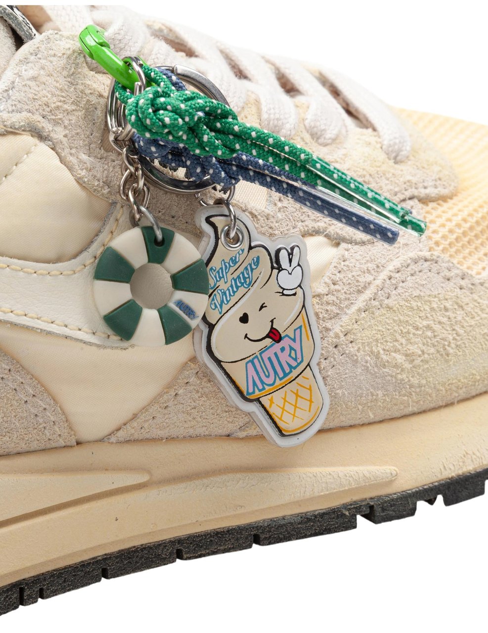 Autry Autry reelwind super vintage nylon and suede sneakers in ecru and white Wit