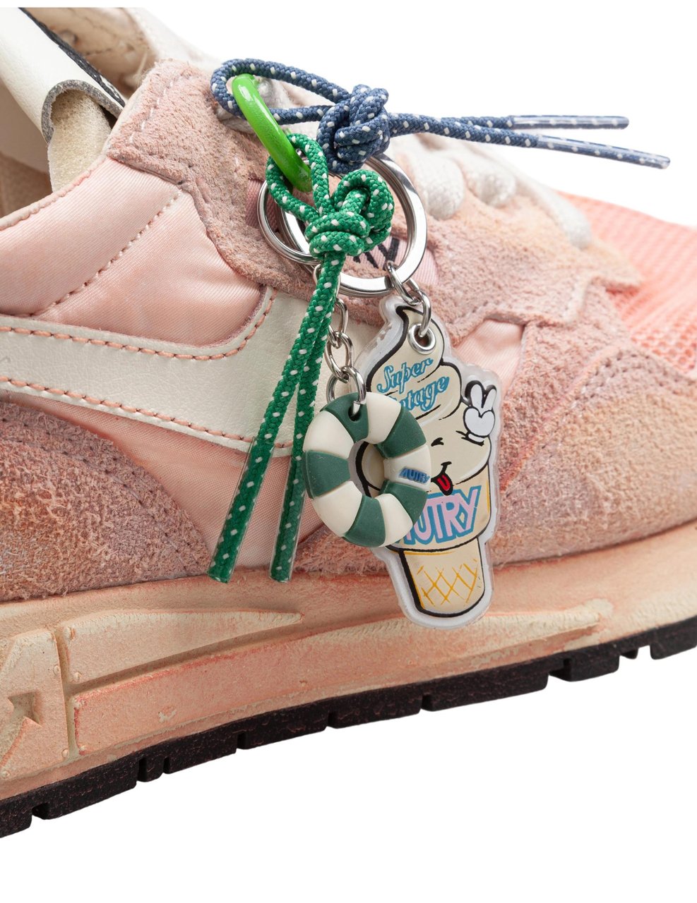 Autry Autry reelwind super vintage nylon and suede sneakers in pink and white Rood