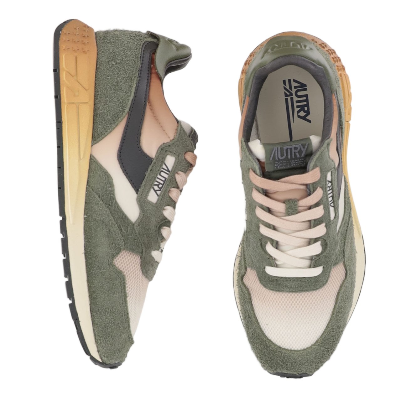 Autry Round Toe Sneakers With Contrast Padded Heel Groen