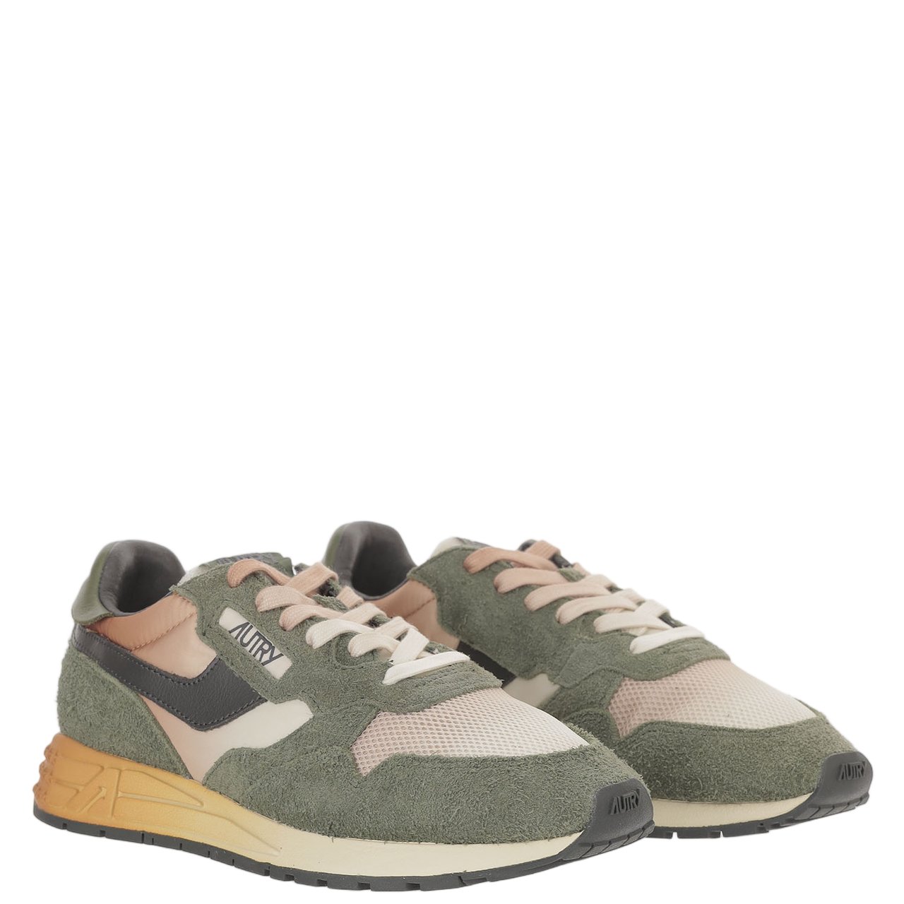 Autry Round Toe Sneakers With Contrast Padded Heel Groen