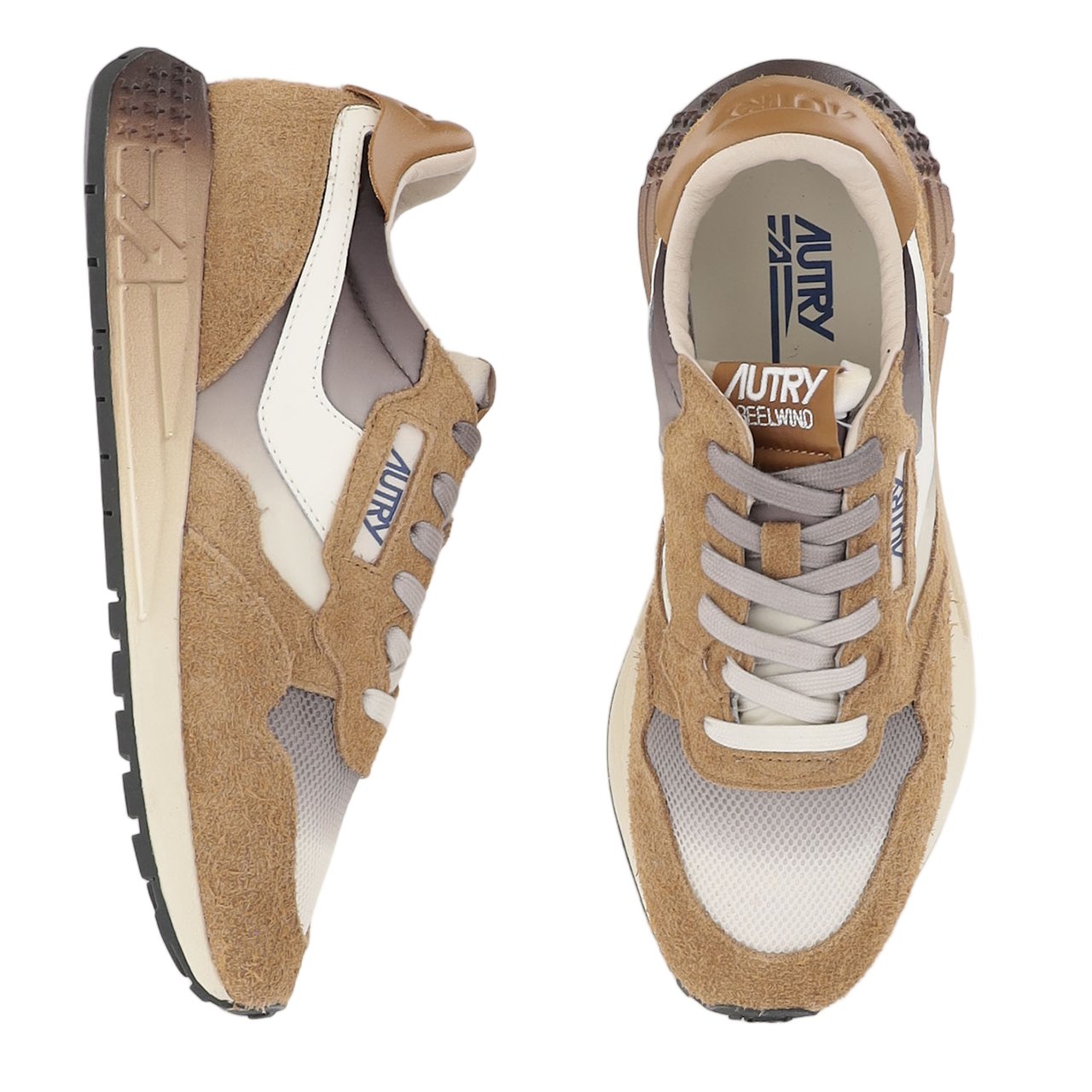 Autry Brown Leather Nylon Running Sneakers Neutraal