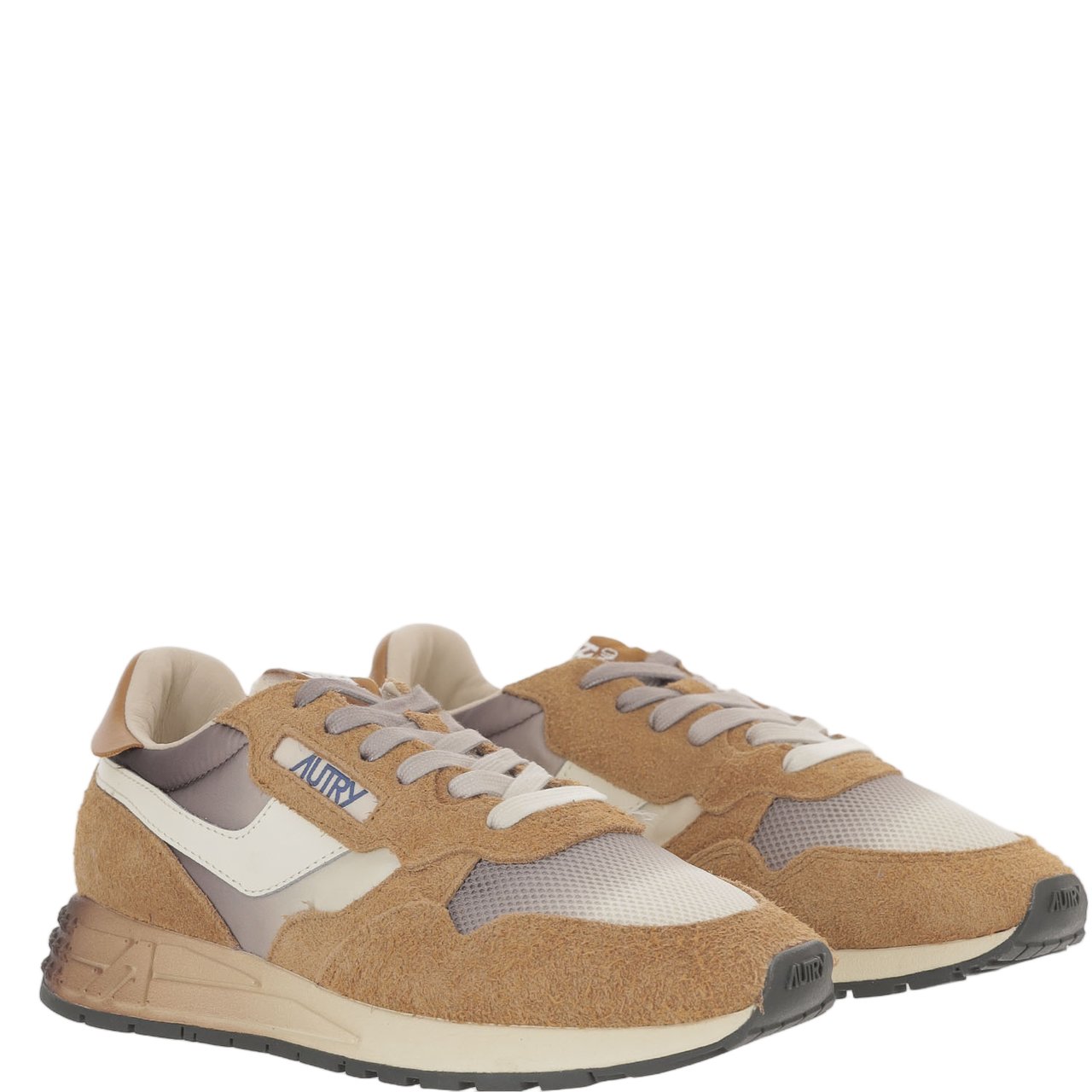 Autry Brown Leather Nylon Running Sneakers Neutraal