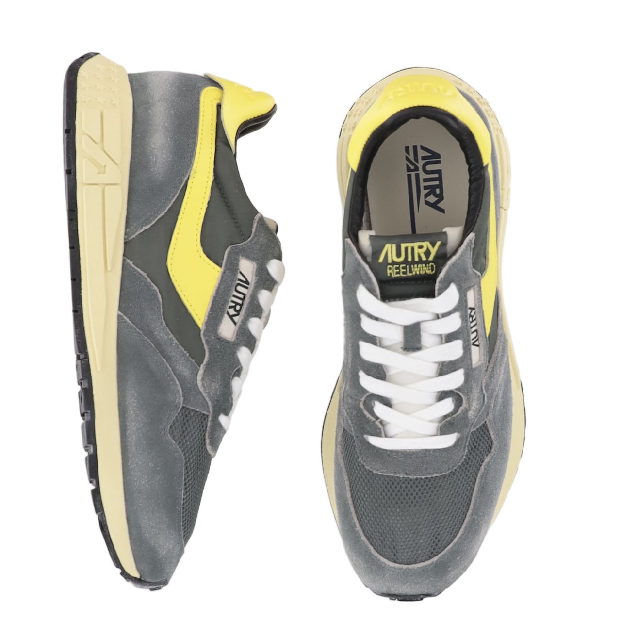 Autry Sporty Dark Green Sneakers With Contrast-Padded Heel Tab Grijs