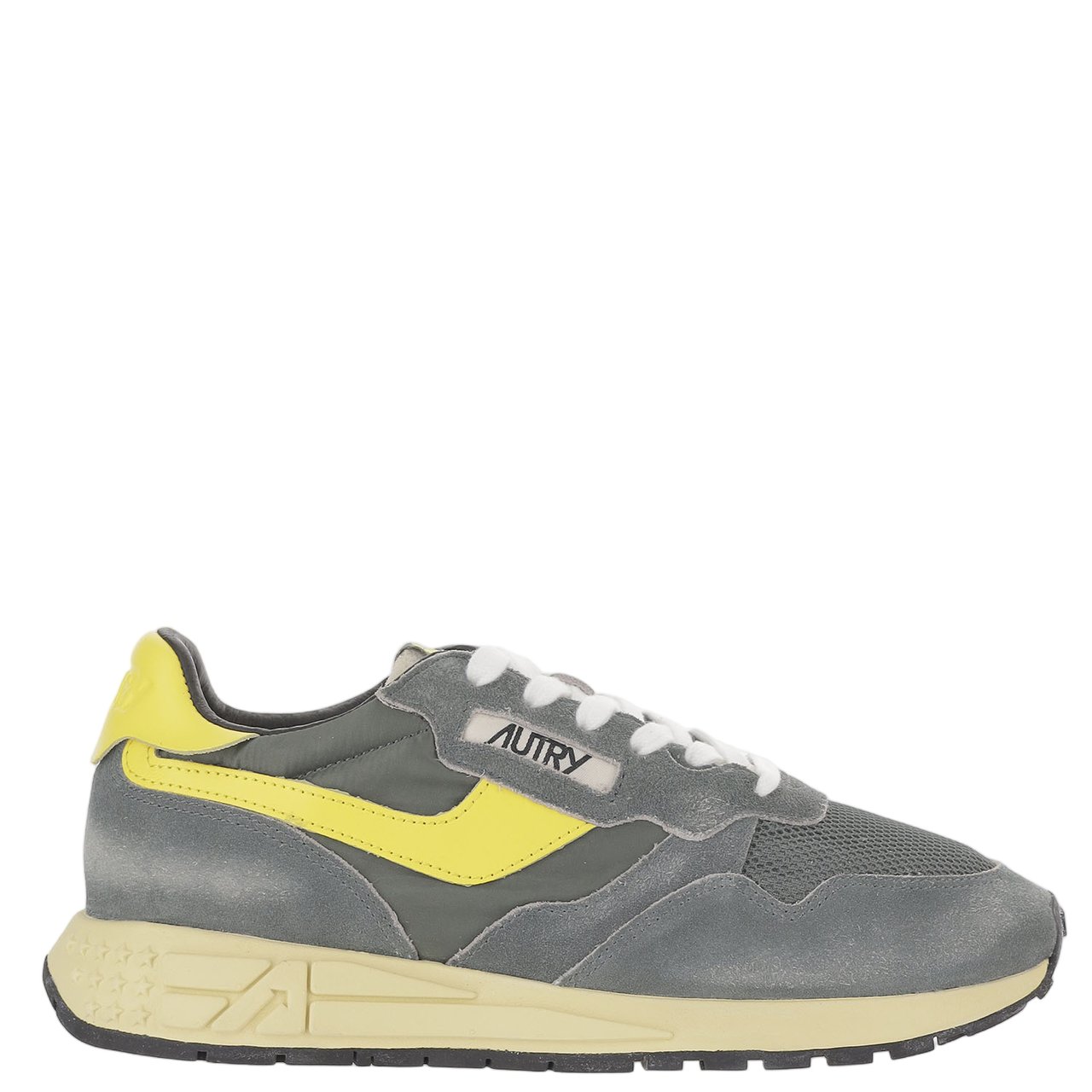 Autry Sporty Dark Green Sneakers With Contrast-Padded Heel Tab Grijs