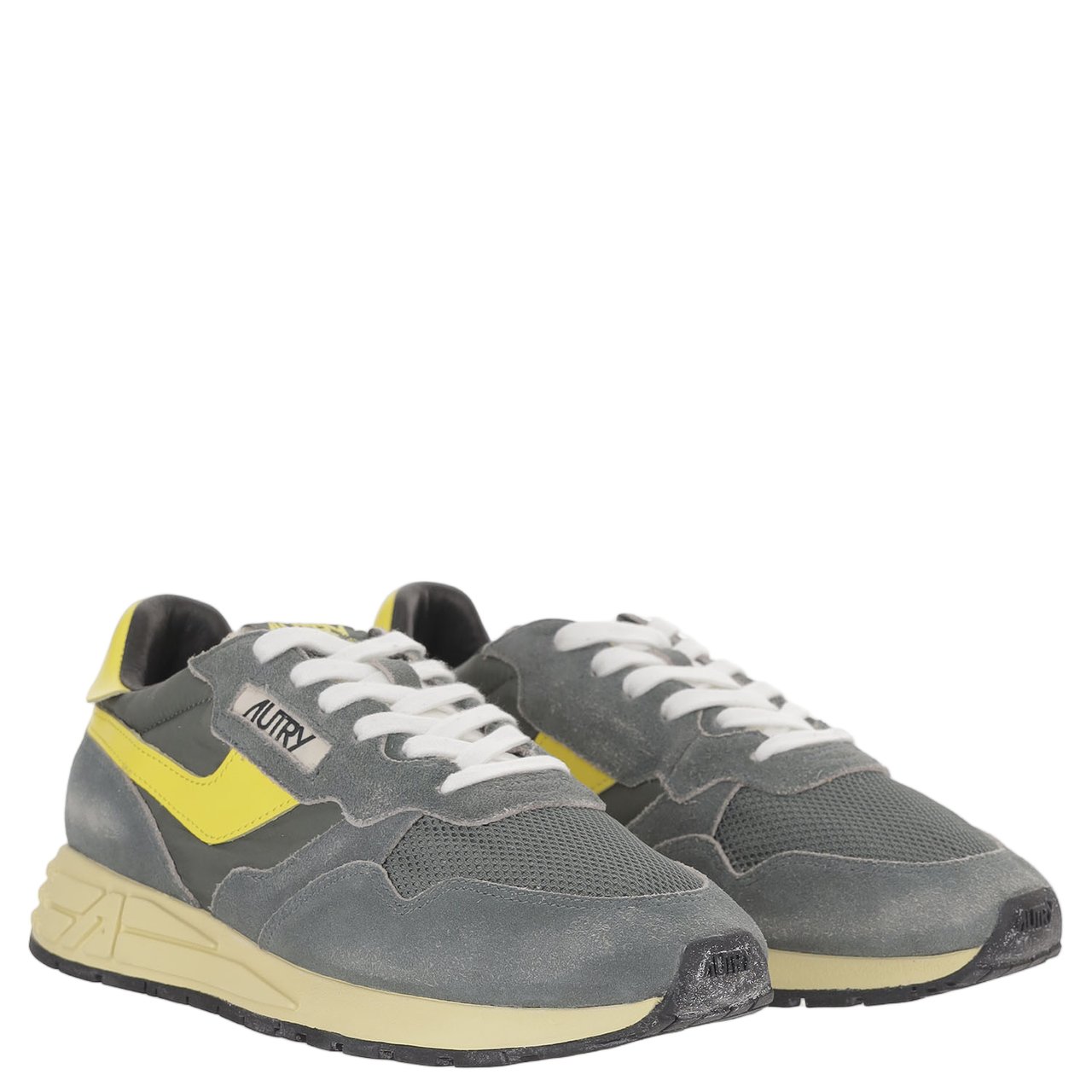 Autry Sporty Dark Green Sneakers With Contrast-Padded Heel Tab Grijs