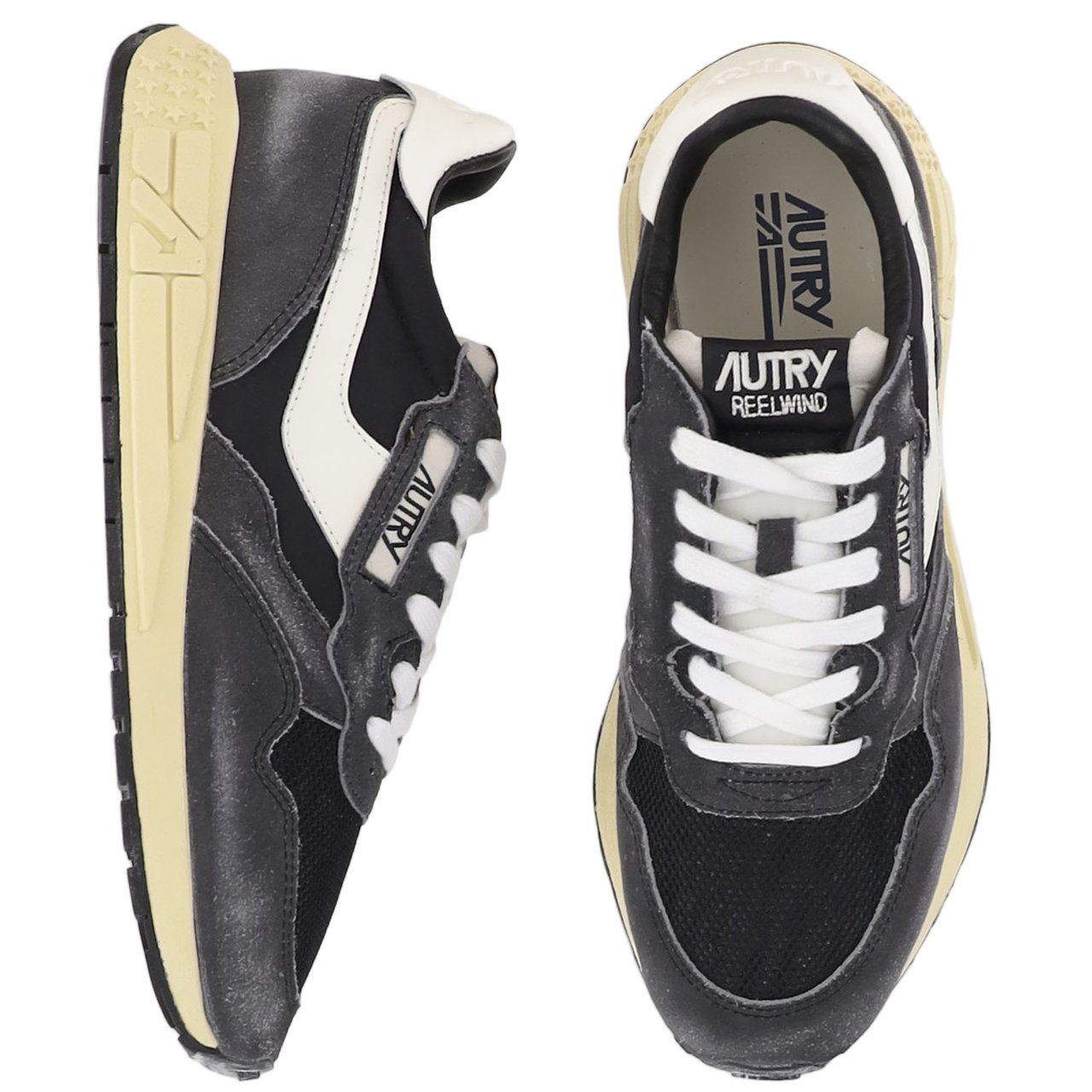 Autry Leather And Mesh Sneakers With Vintage Touch Grijs