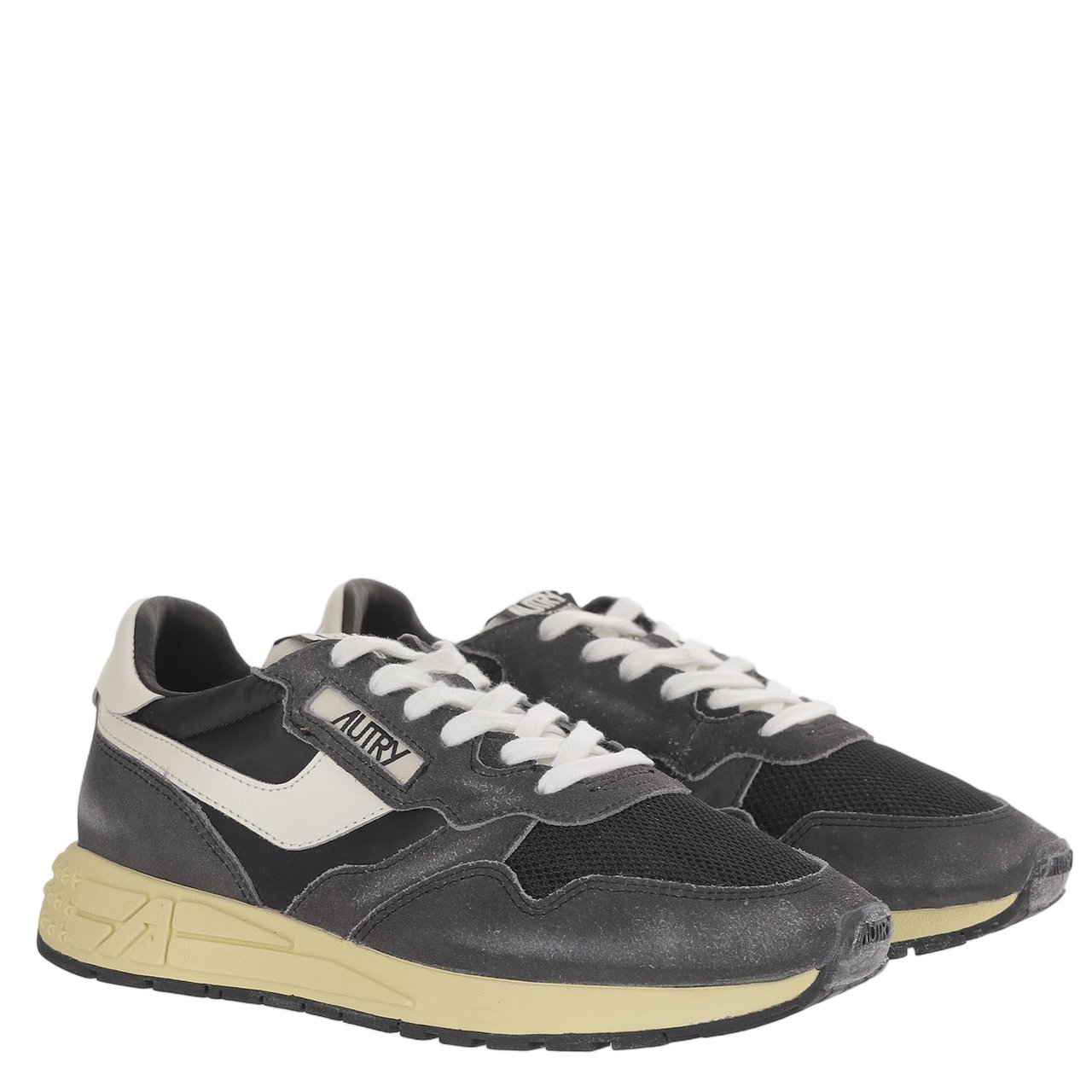 Autry Leather And Mesh Sneakers With Vintage Touch Grijs