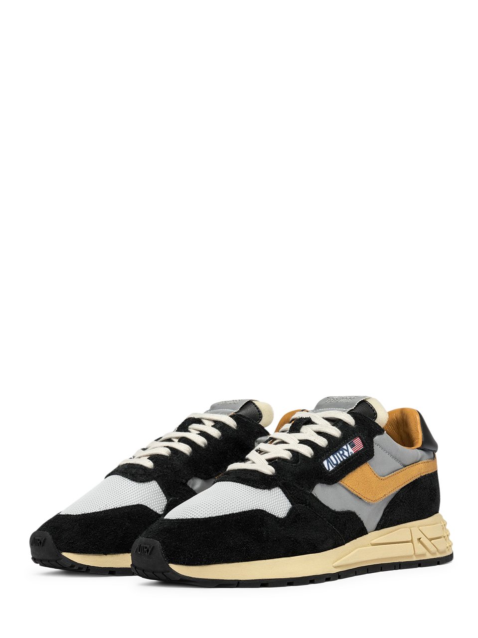 Autry Low-Top Sneakers with Mesh and Suede Overlays Zwart