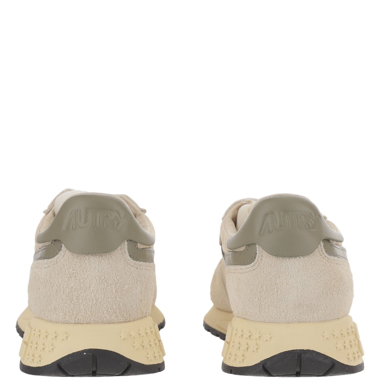 Autry Ivory/Green Padded Heel Running Sneakers Neutraal
