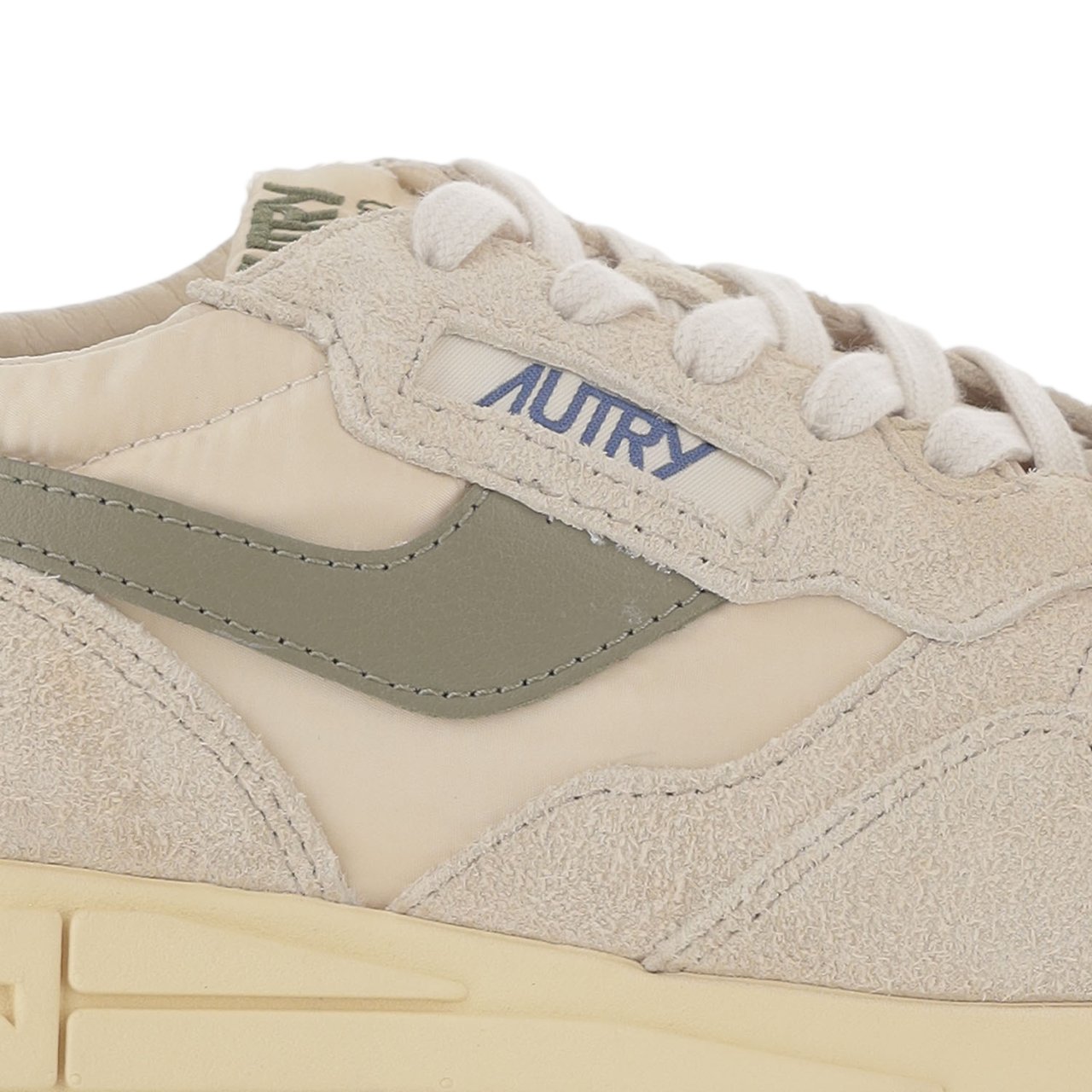 Autry Ivory/Green Padded Heel Running Sneakers Neutraal