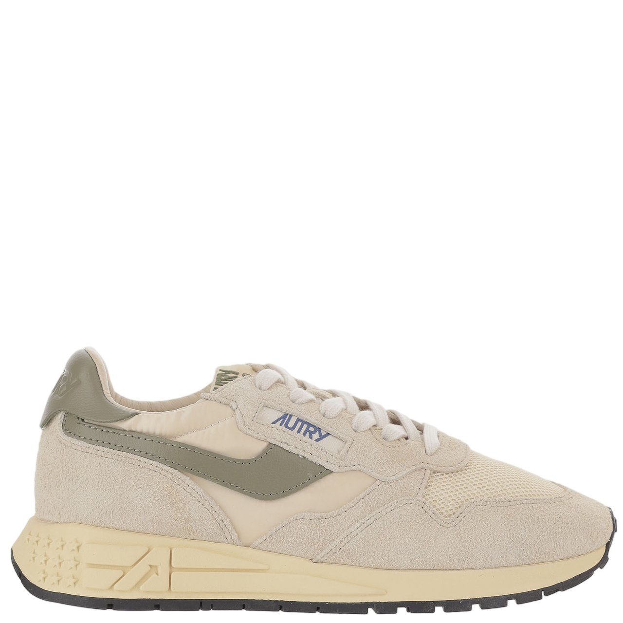 Autry Ivory/Green Padded Heel Running Sneakers Neutraal