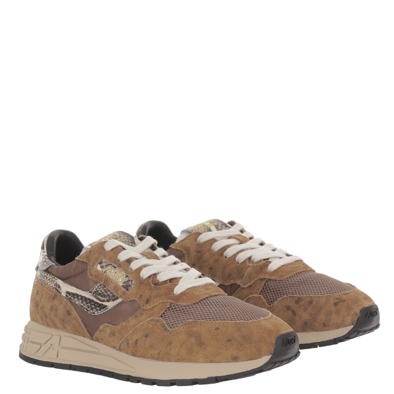 Autry Animal Print Leather Running Sneakers Bruin