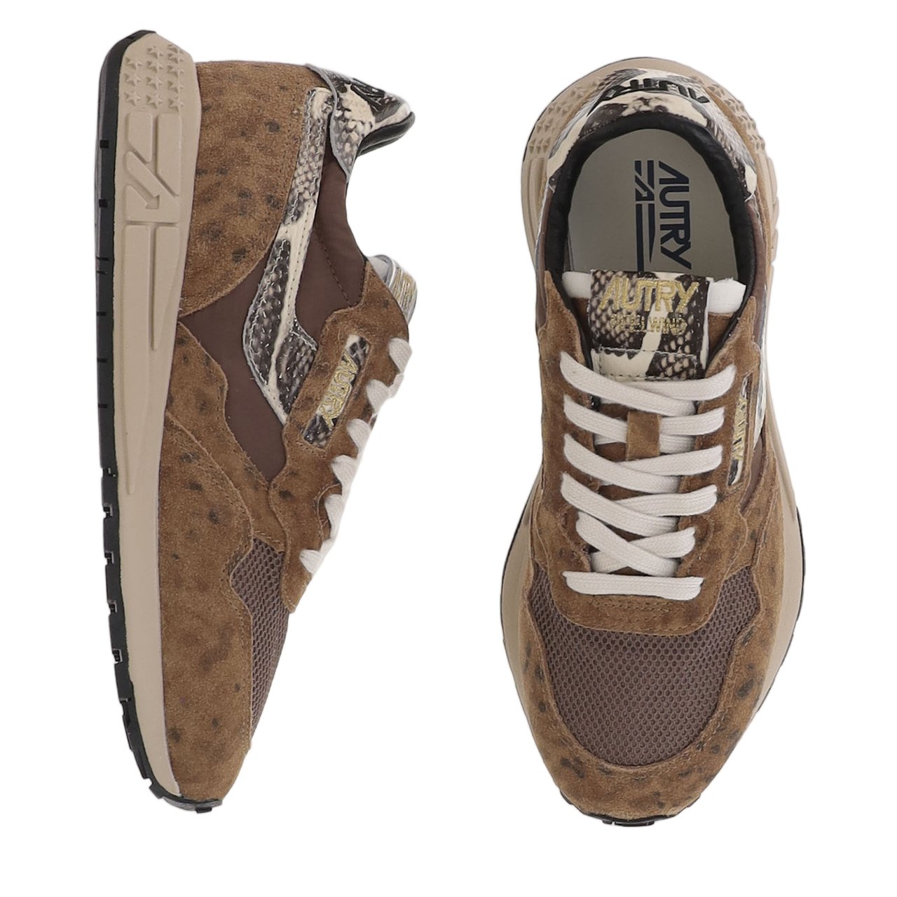 Autry Animal Print Leather Running Sneakers Bruin