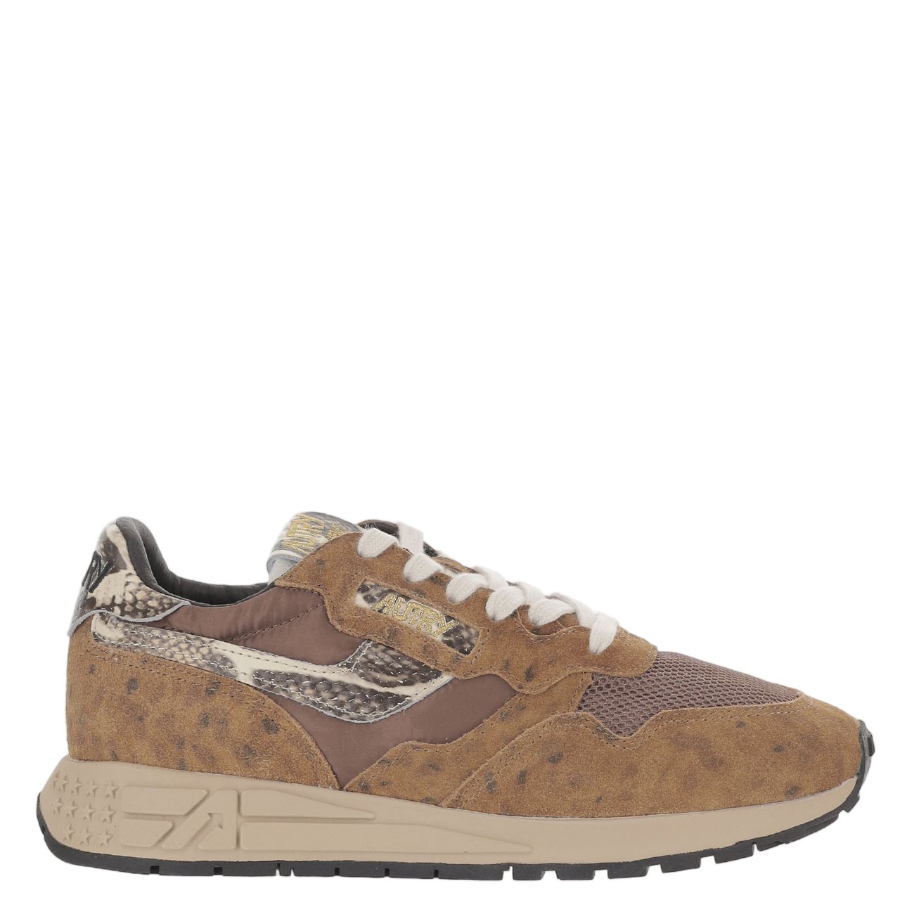 Autry Animal Print Leather Running Sneakers Bruin