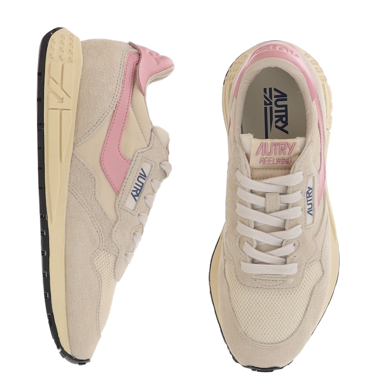 Autry Beige/Pink Padded Heel Running Sneakers Neutraal