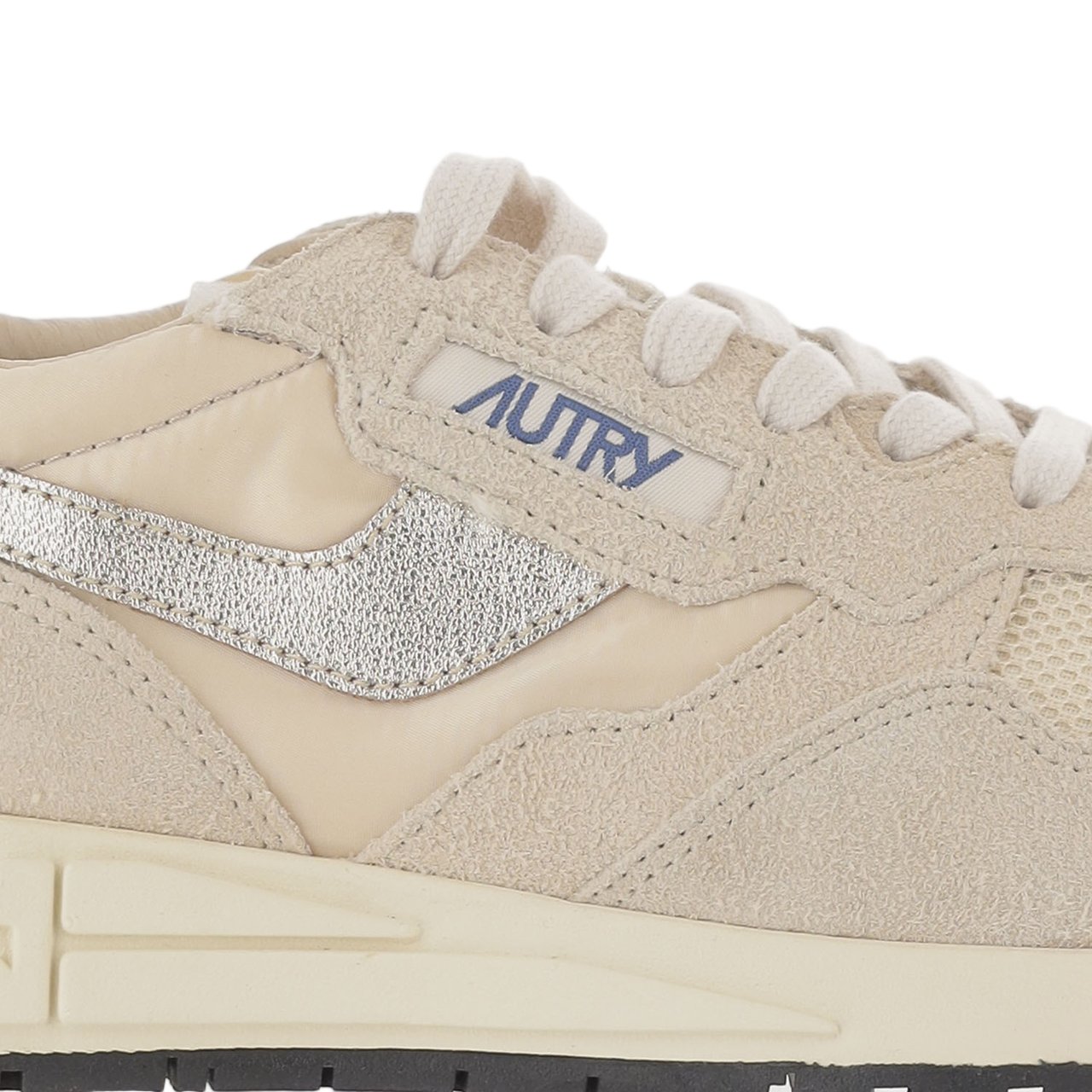 Autry Beige/Silver Padded Heel Running Sneakers Neutraal