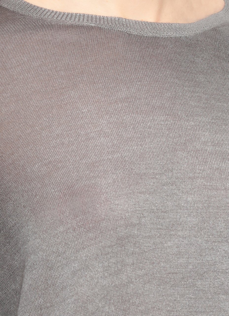 Avant Toi Grey Ribbed Trims Cashmere-Silk Sweater Grijs
