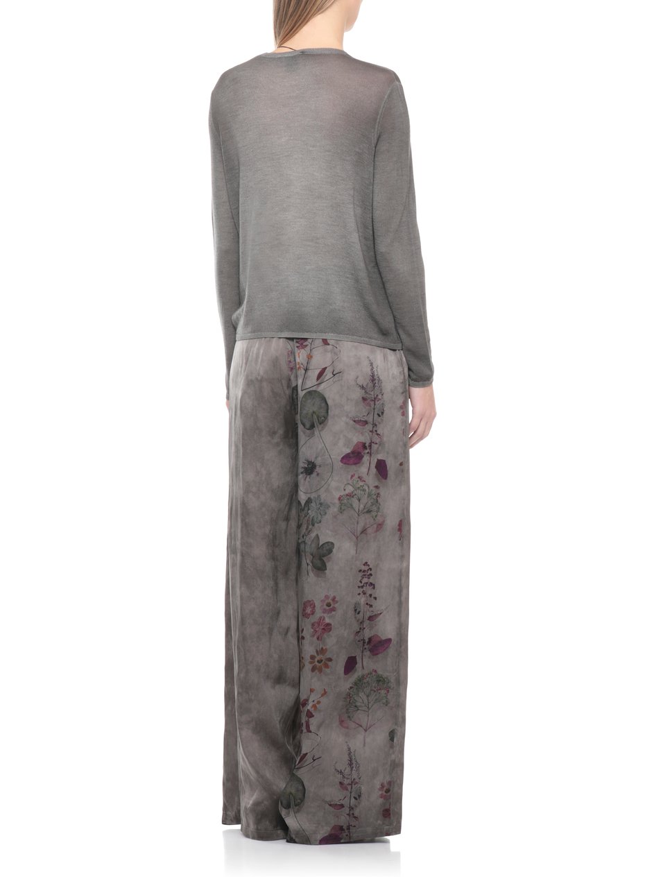 Avant Toi Grey Ribbed Trims Cashmere-Silk Sweater Grijs