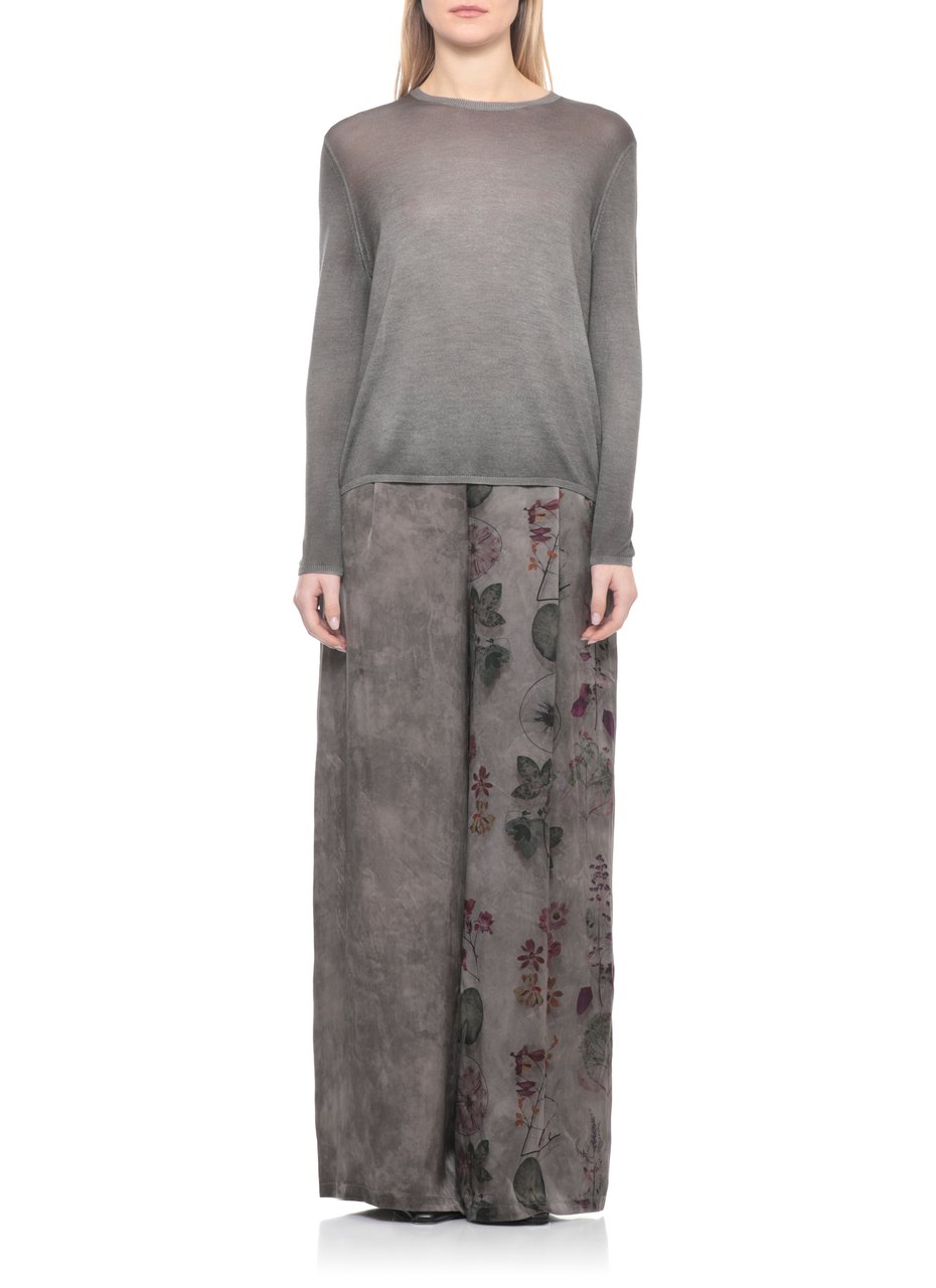Avant Toi Grey Ribbed Trims Cashmere-Silk Sweater Grijs