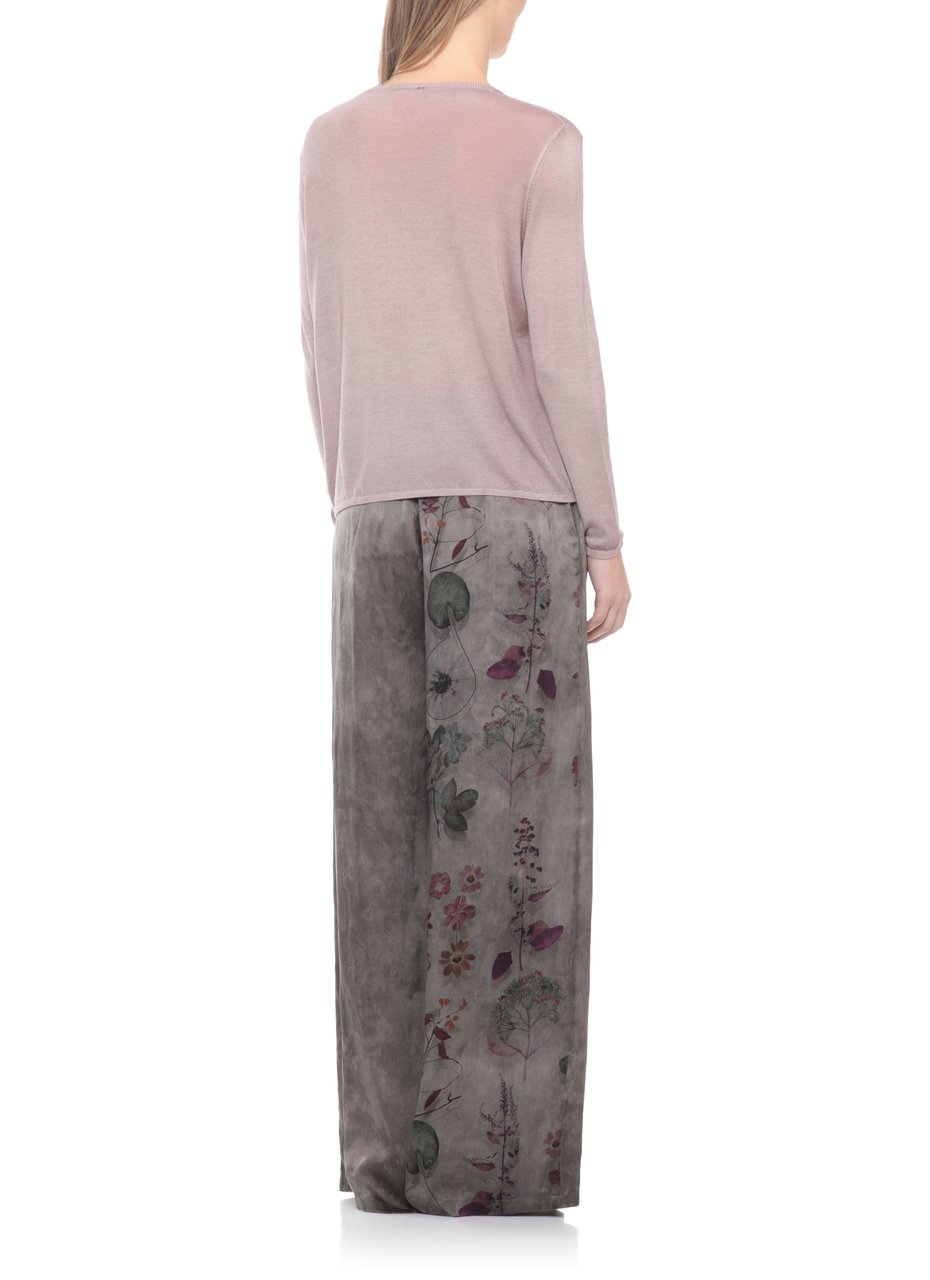 Avant Toi Purple Ribbed Trims Cashmere-Silk Sweater Grijs