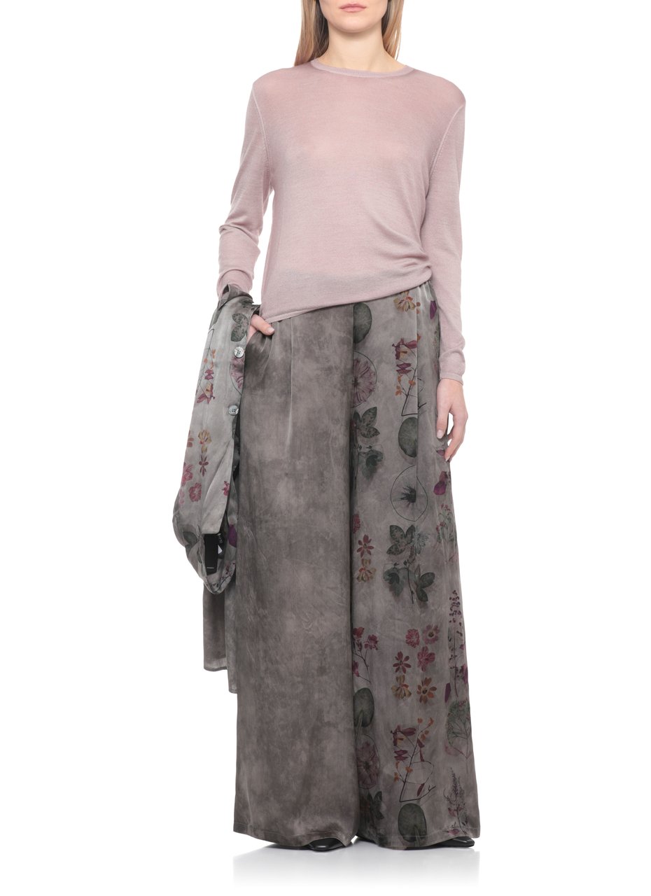 Avant Toi Purple Ribbed Trims Cashmere-Silk Sweater Grijs