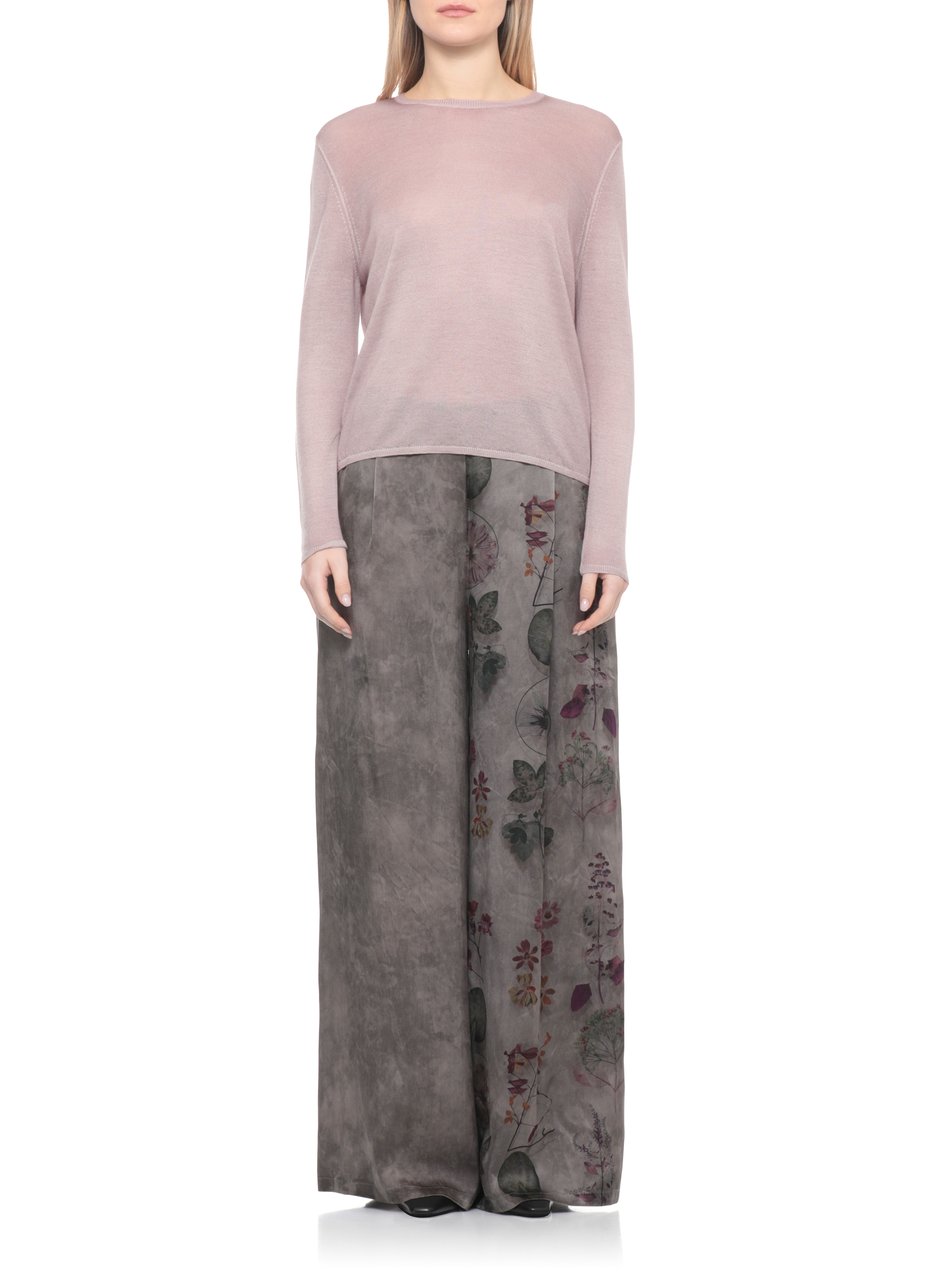 Avant Toi Purple Ribbed Trims Cashmere-Silk Sweater Grijs