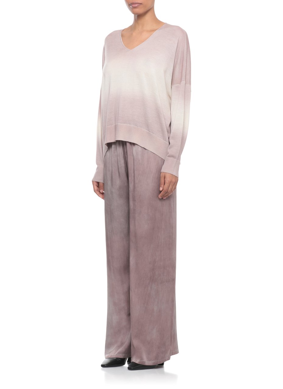 Avant Toi Pink Degrade Cashmere-Silk V-Neck Sweater Roze