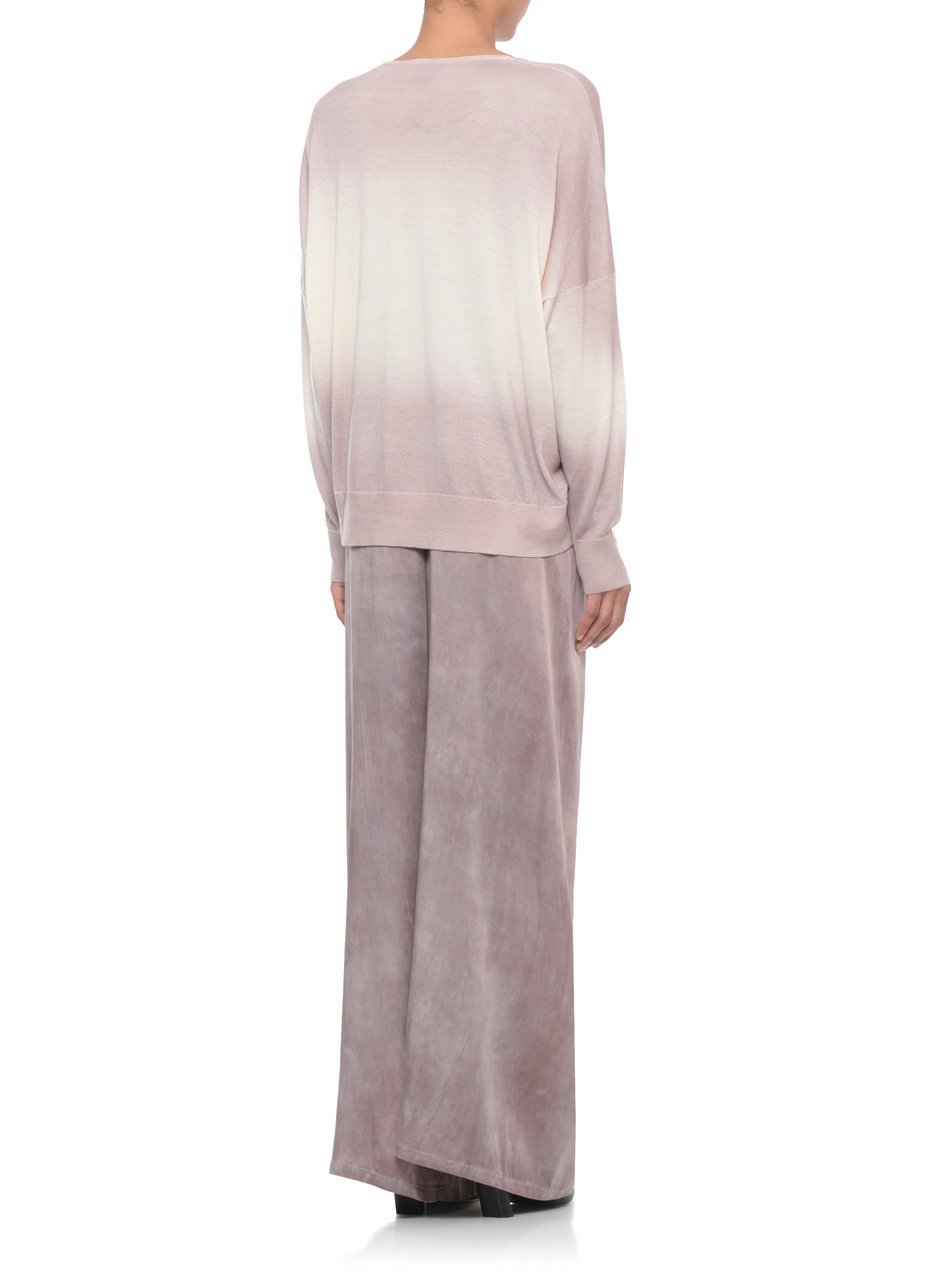 Avant Toi Pink Degrade Cashmere-Silk V-Neck Sweater Roze