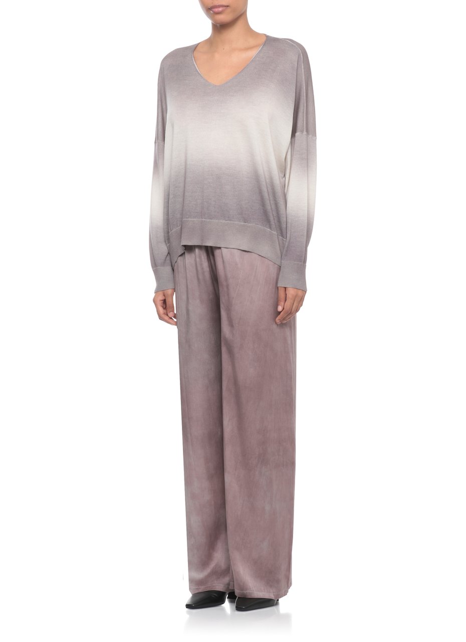Avant Toi Lilac Degrade Cashmere-Silk V-Neck Sweater Wit