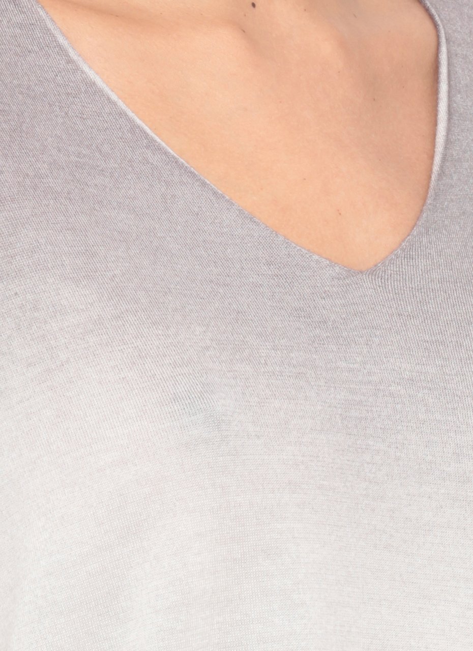 Avant Toi Lilac Degrade Cashmere-Silk V-Neck Sweater Wit