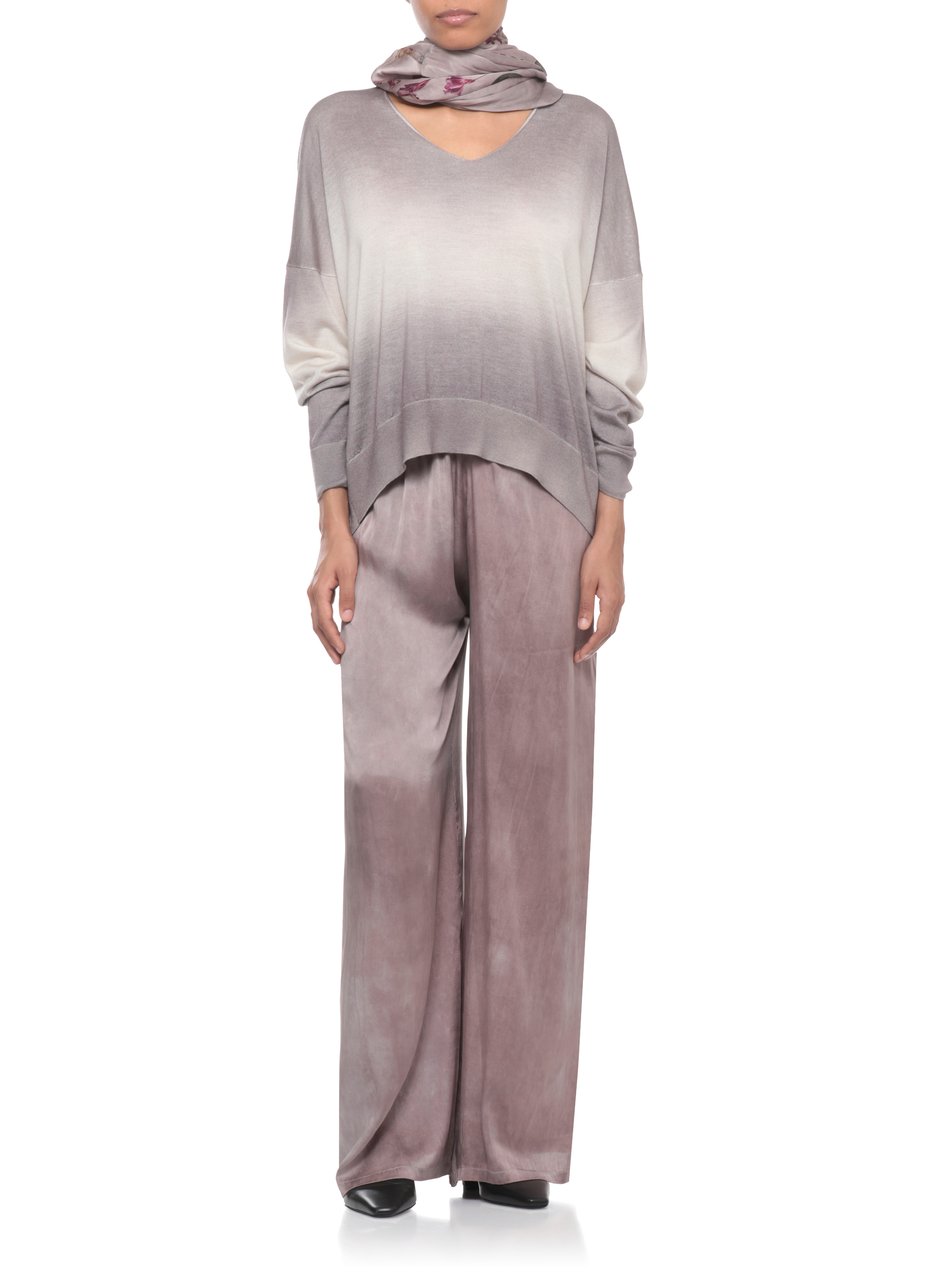 Avant Toi Lilac Degrade Cashmere-Silk V-Neck Sweater Wit